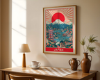 Mockup av Japanese Red Sun affisch på vägg – köp enkelt hos Bozetto i hög kvalitet