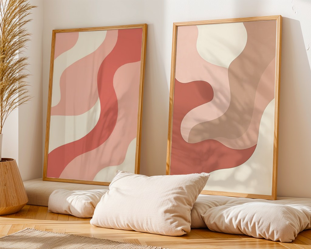 Mockup av Abstract Colorful Shapes affisch på vägg – köp enkelt hos Bozetto i hög kvalitet