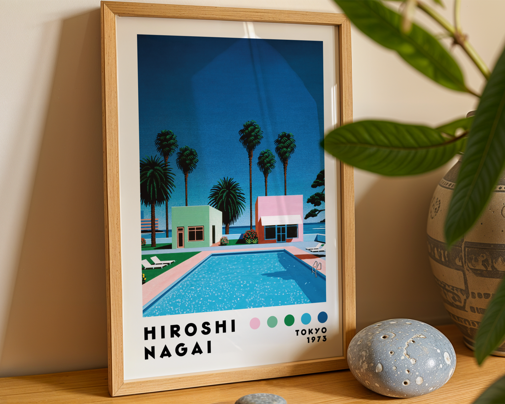 Hiroshi Nagai Palm Springs poster visualiserad på vägg – från Bozetto i hög kvalitet