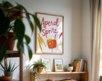 Väggmockup av Retro Aperol affisch på ljus tegelvägg – Bozetto konsttryck i hög tryckkvalitet