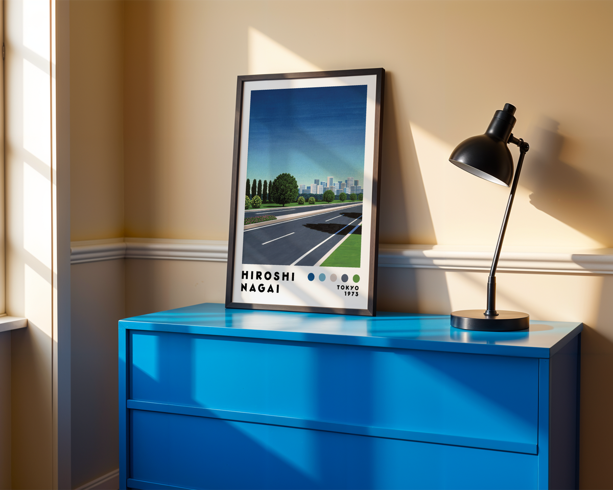 Hiroshi Nagai City Driveway poster visualiserad på vägg – från Bozetto i hög kvalitet