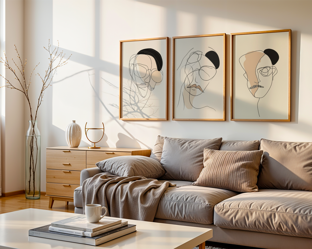 Attitude Line Art Woman poster visualiserad på vägg – från Bozetto i hög kvalitet