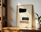 Mockup av Earth Tone Blocks affisch på vägg – köp enkelt hos Bozetto i hög kvalitet
