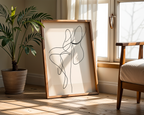 Mockup av Framed Abstract Line Flow affisch på vägg – köp enkelt hos Bozetto i hög kvalitet