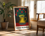 Mockup av Yayoi Kusama Petal Rhythm affisch på vägg – köp enkelt hos Bozetto i hög kvalitet