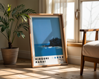 Väggmockup av Hiroshi Nagai Coastal Stillness affisch på ljus vägg – Bozetto konsttryck