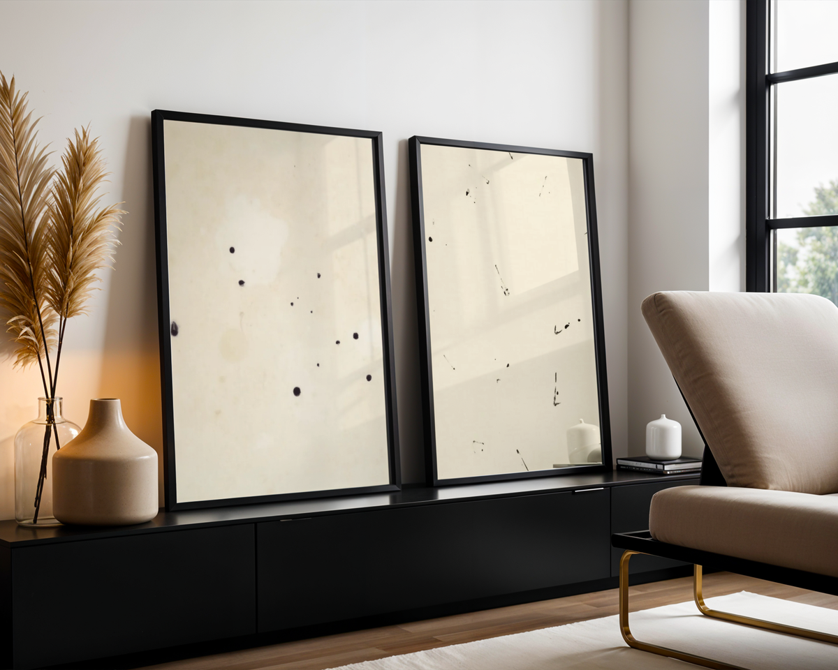 Mockup av Abstract Beige No.2 affisch på vägg – köp enkelt hos Bozetto i hög kvalitet