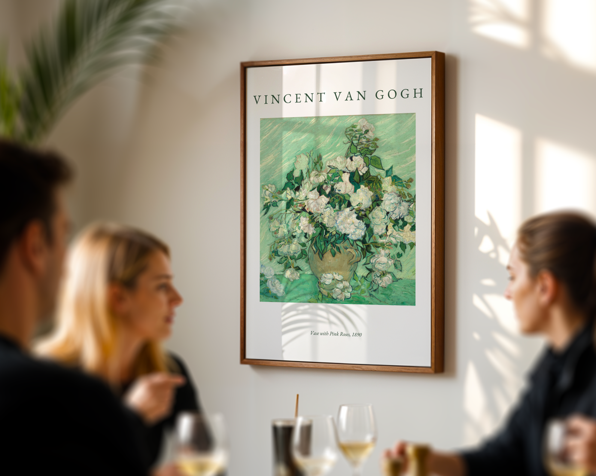 Van Gogh Vase With Pink poster visualiserad på vägg – från Bozetto i hög kvalitet