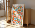 Väggmockup av Mosaic Swirl affisch på ljus tegelvägg – Bozetto konsttryck i hög tryckkvalitet