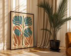 Mockup av Abstract botanical affisch på vägg – köp enkelt hos Bozetto i hög kvalitet