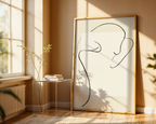 Mockup av Minimal Nude Line Art affisch på vägg – köp enkelt hos Bozetto i hög kvalitet