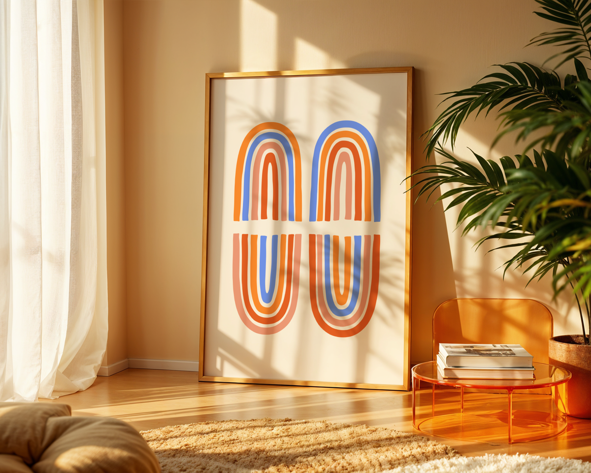 Mockup av Double Arch Harmony affisch på vägg – köp enkelt hos Bozetto i hög kvalitet