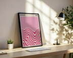 Bauhaus Pink Waves No.2 poster visualiserad på vägg – från Bozetto i hög kvalitet