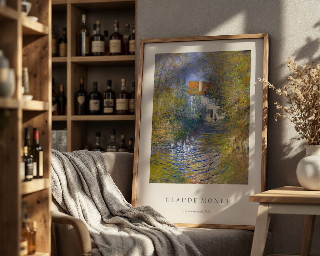 Claude Monet Geese In The poster visualiserad på vägg – från Bozetto i hög kvalitet