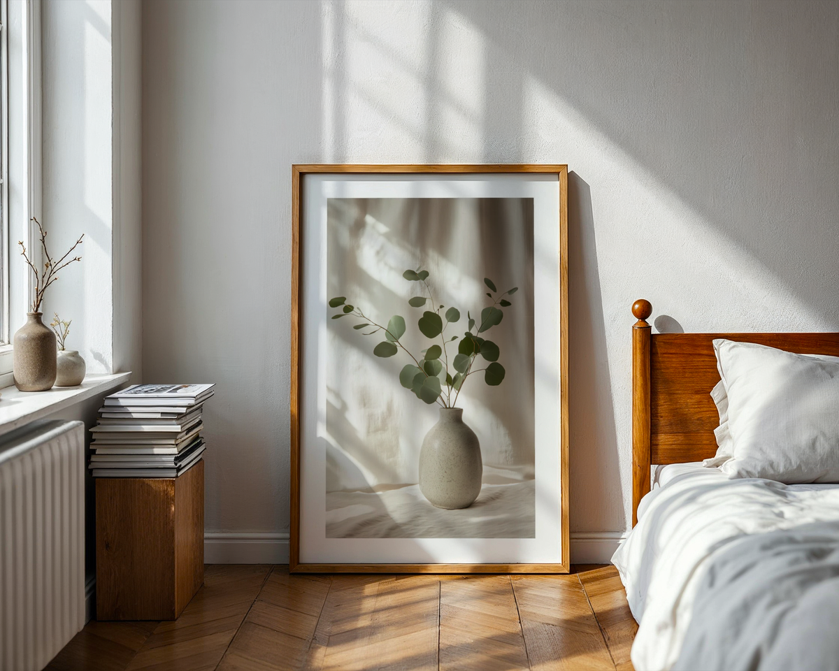 Mockup av Eucalyptus Vase affisch på vägg – köp enkelt hos Bozetto i hög kvalitet