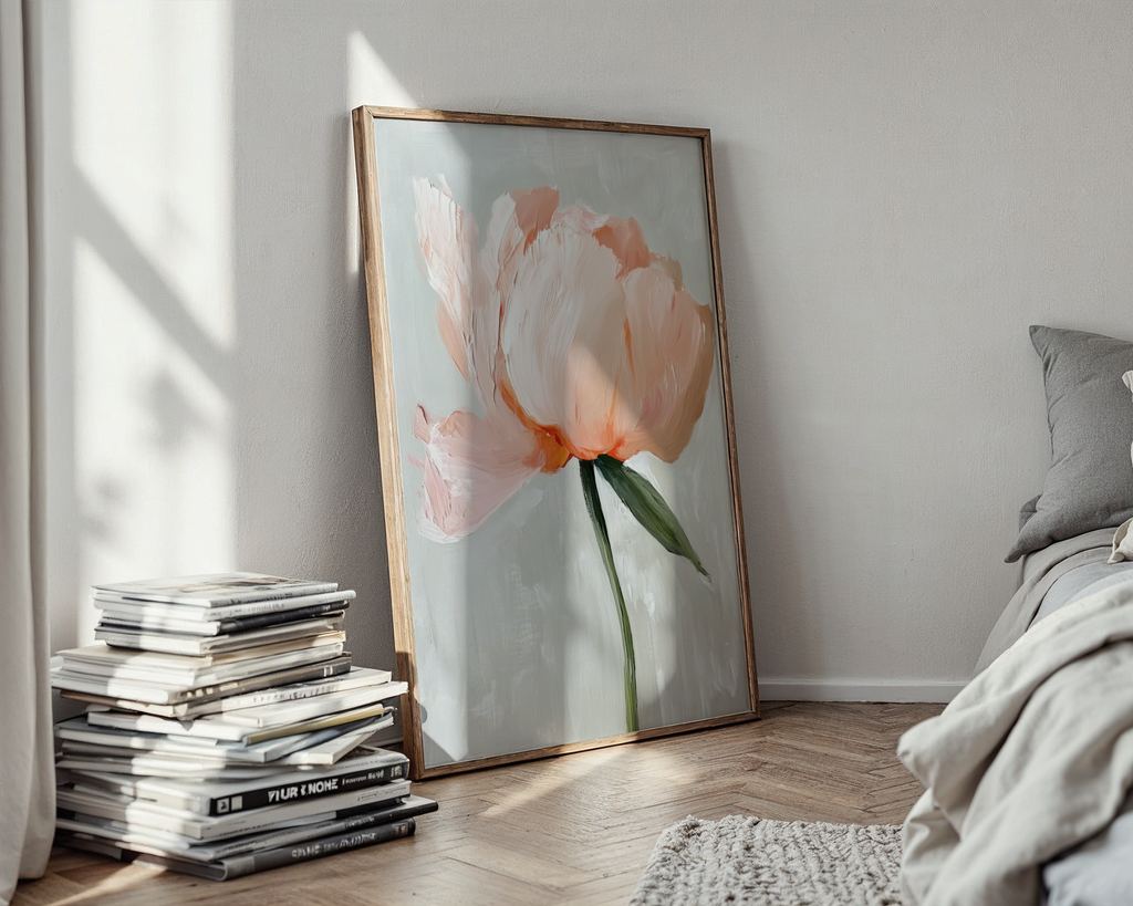 Mockup av Lonely Rose No.2 affisch på vägg – köp enkelt hos Bozetto i hög kvalitet
