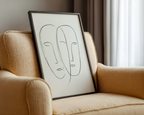 Mockup av Scandinavian Twin Faces affisch på vägg – köp enkelt hos Bozetto i hög kvalitet