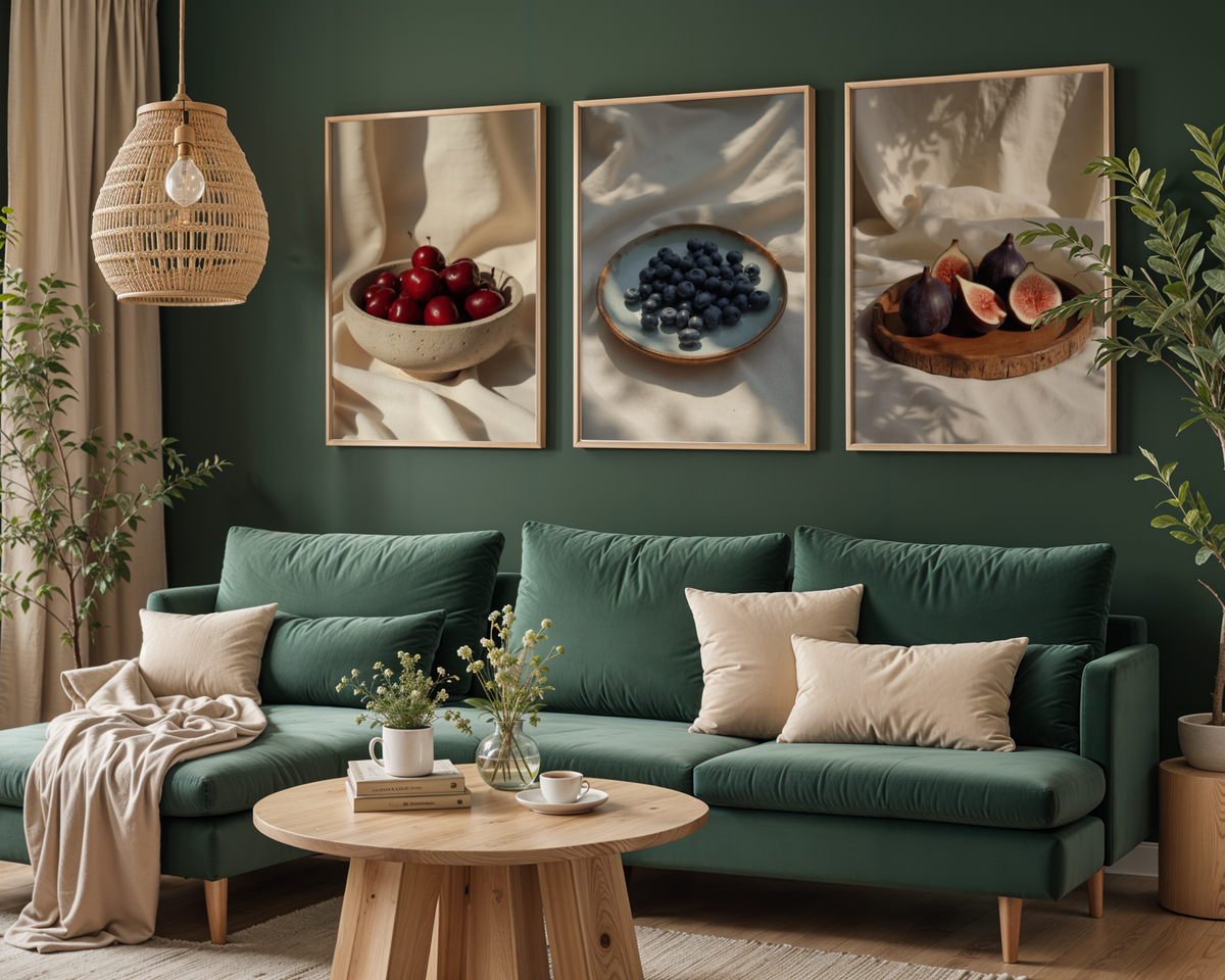 Väggmockup av Sliced Figs affisch på ljus tegelvägg – Bozetto konsttryck i hög tryckkvalitet