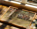 Mockup av Carl Larsson Breakfast affisch på vägg – köp enkelt hos Bozetto i hög kvalitet