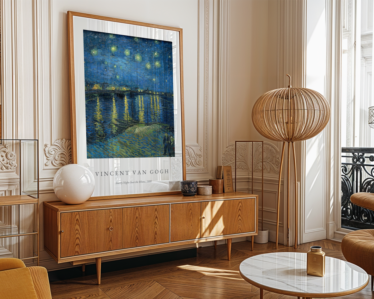 Van Gogh Starry Night Over poster visualiserad på vägg – från Bozetto i hög kvalitet