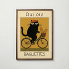 French Baguette Cat affisch på vit bakgrund – köp enkelt hos Bozetto i hög kvalitet