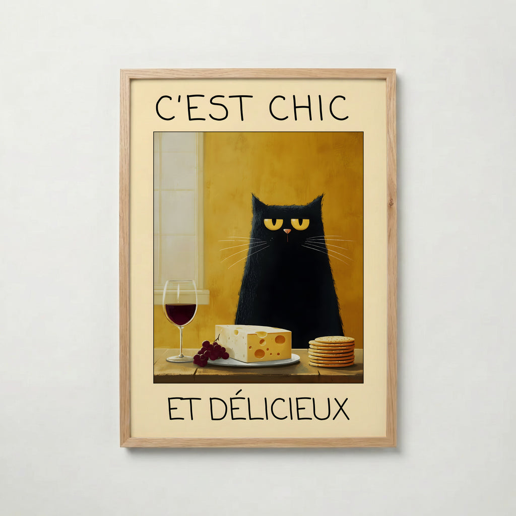 French Gourmet Cat poster visad rakt fram – Bozetto affisch i hög tryckkvalitet i hög tryckkvalitet