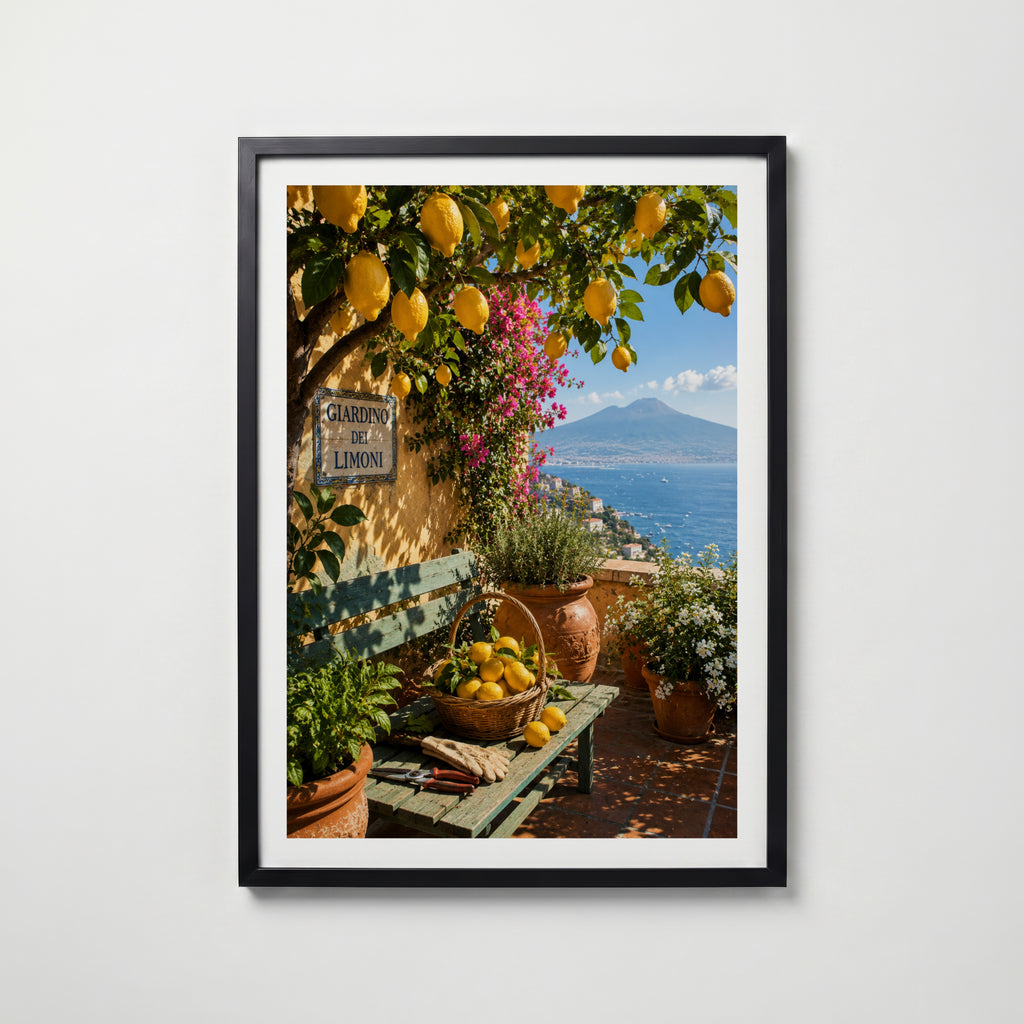 Marco Ricci Giardino dei Limoni Poster – solig citrusträdgård längs Sorrentokysten i södra Italien
