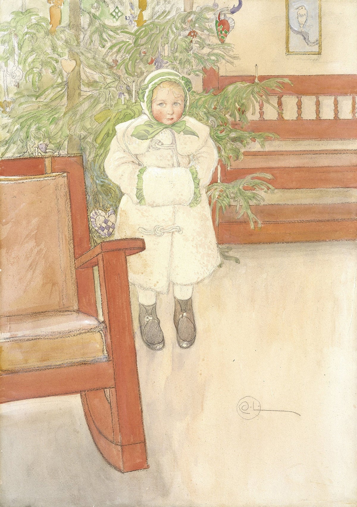 Carl Larsson Girl and rocking – affisch med snyggt motiv, köp enkelt hos Bozetto i flera storlekar