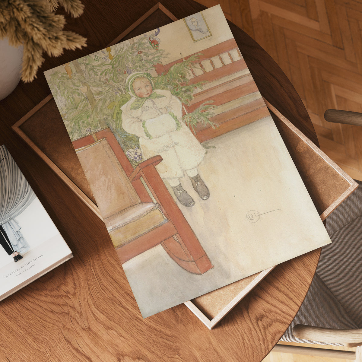 Carl Larsson Girl and rocking poster visad rakt fram – Bozetto affisch i hög tryckkvalitet