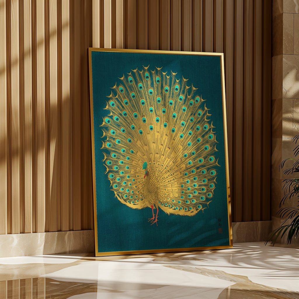 Golden Peacock Poster i rumskomposition med ekram