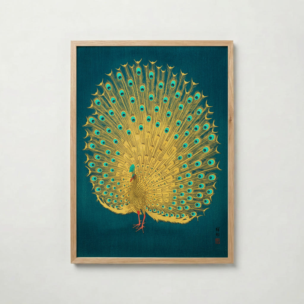 Golden Peacock Poster med ekram