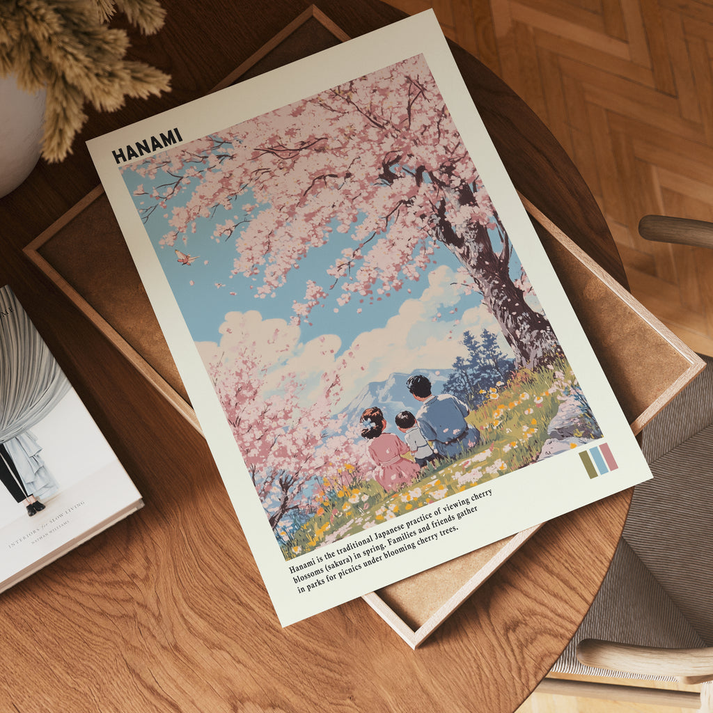 Springtime Hanami Family – affisch med stilfullt motiv från Bozetto i hög kvalitet