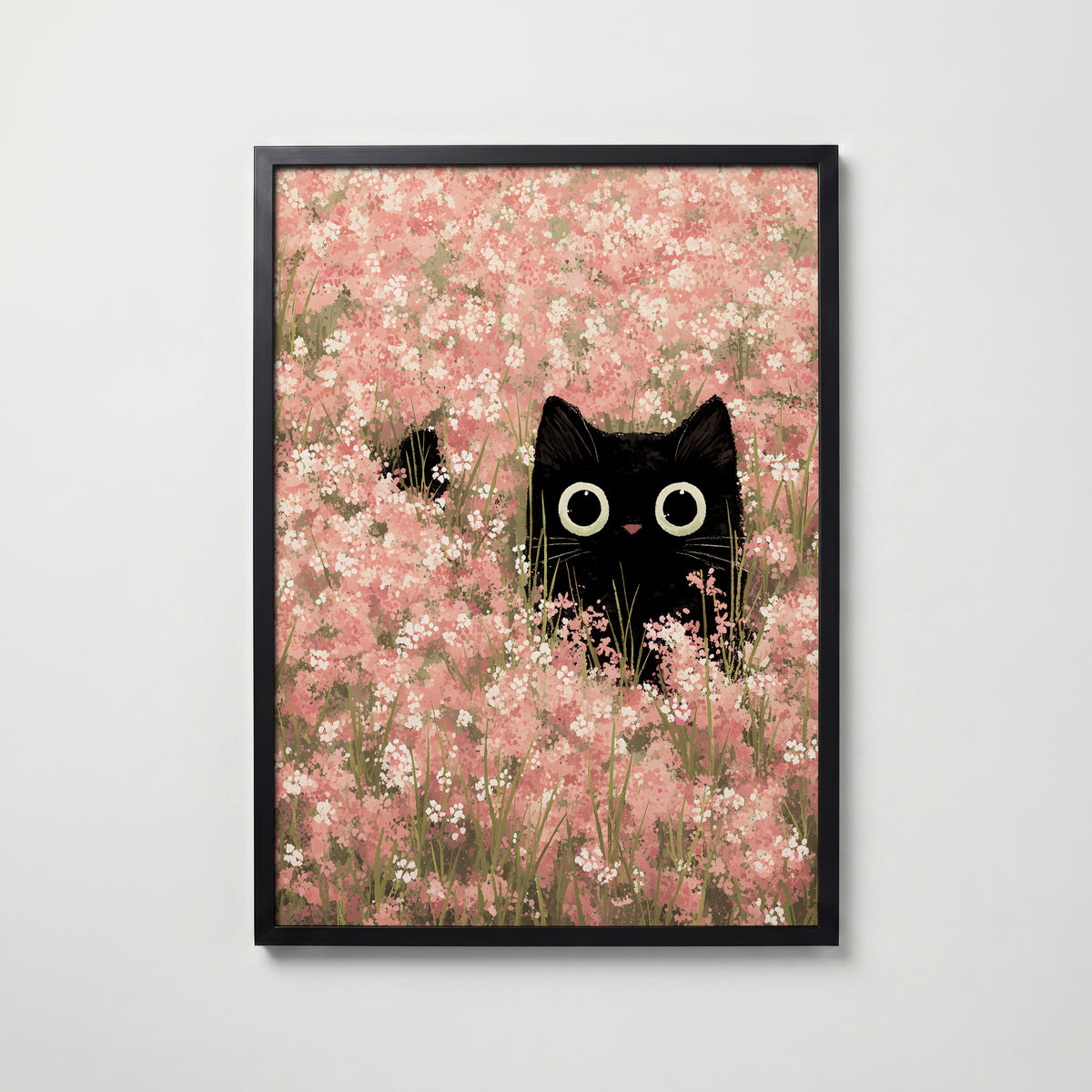 Hidden Blossom Cat – affisch med snyggt motiv, köp enkelt hos Bozetto i flera storlekar