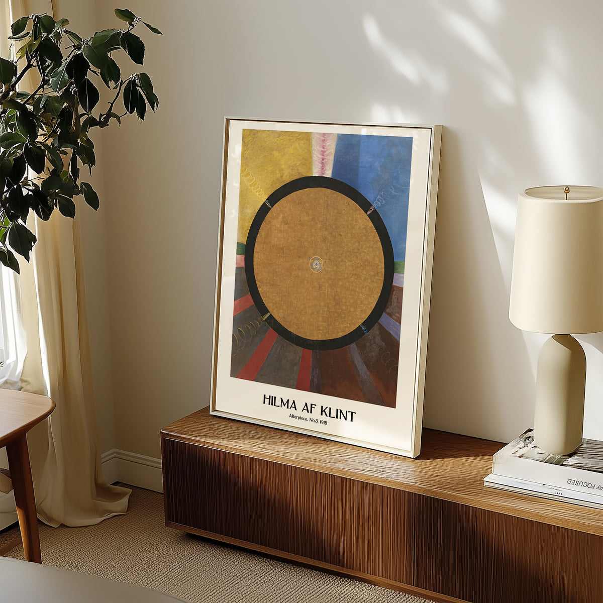 Väggmockup av Hilma af Klint The Altarpiece affisch på ljus vägg – Bozetto konsttryck