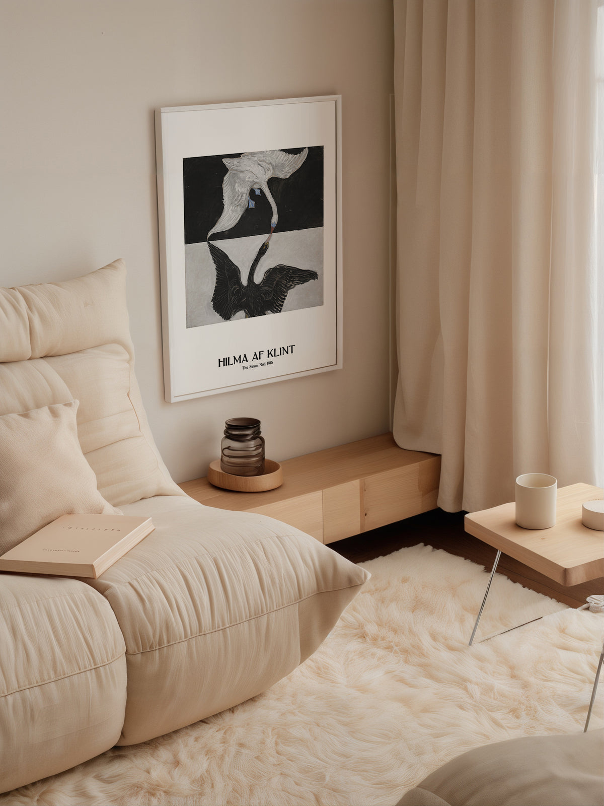 Hilma af Klint The Swan No.1 poster visualiserad på vägg – från Bozetto i hög kvalitet