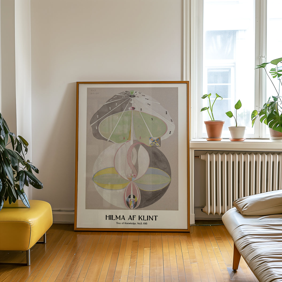 Väggmockup med Hilma af Klint Tree of – köp enkelt hos Bozetto affisch i hög kvalitet