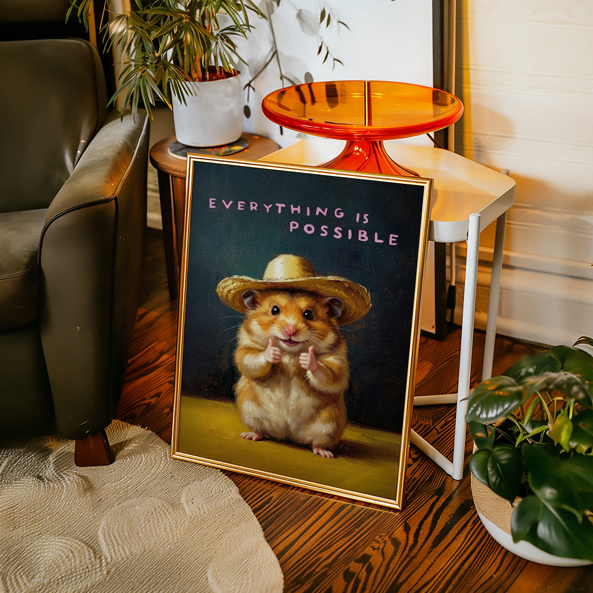 Hopeful Hamster Poster med valnötsram