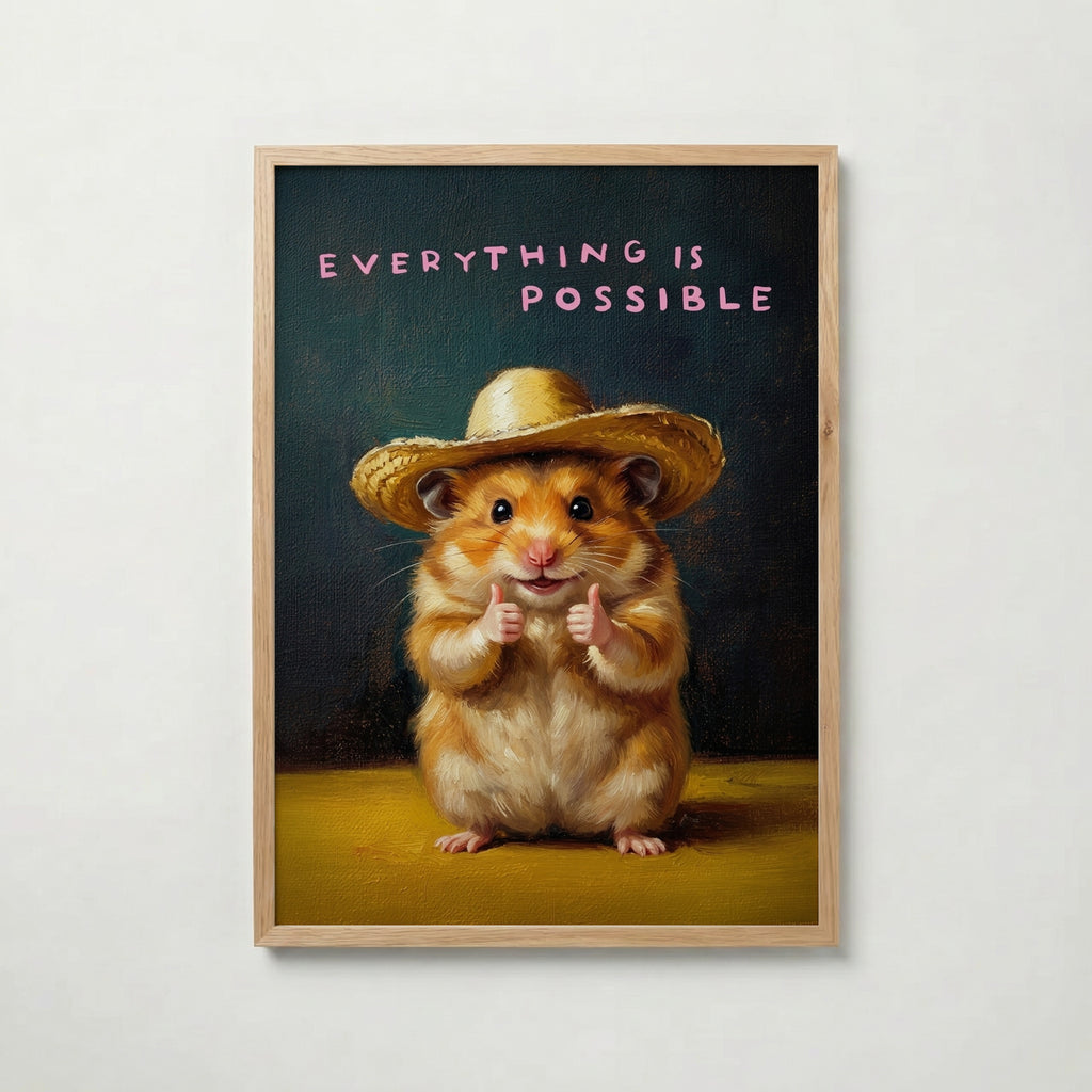 Hopeful Hamster Poster med ekram