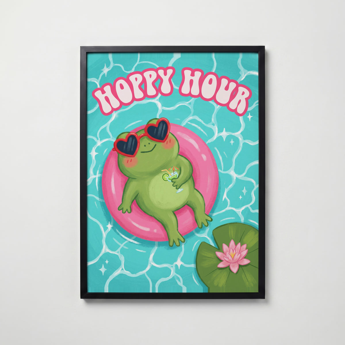 Hoppy Hour Poster – svart ram