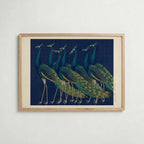 Indigo Peacocks Poster i rumskomposition med ekram