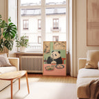 Panda Feast poster visualiserad på vägg – se rätt storlek med mockup från Bozetto