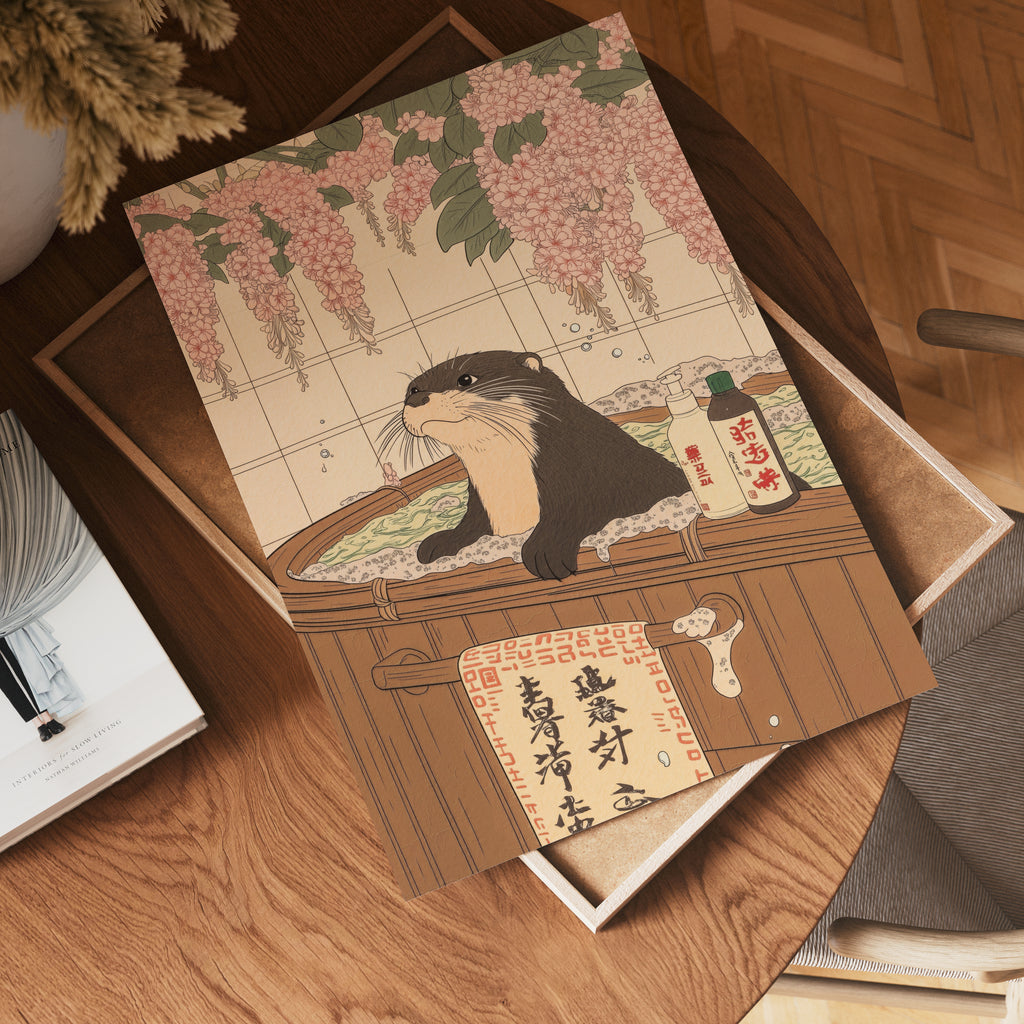 Zen Otter i väggmockup – konsttryck presenterat i verklig miljö av Bozetto i hög tryckkvalitet