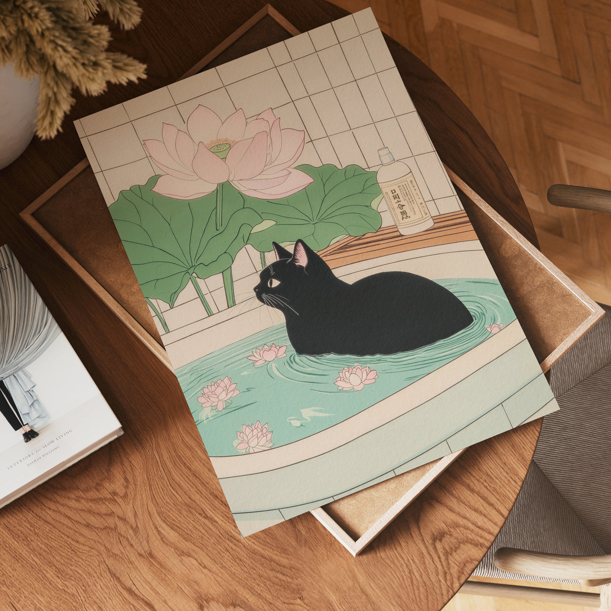 Mockup för Serene Black Cat – se hur affischen ser ut inramad på din vägg, Bozetto