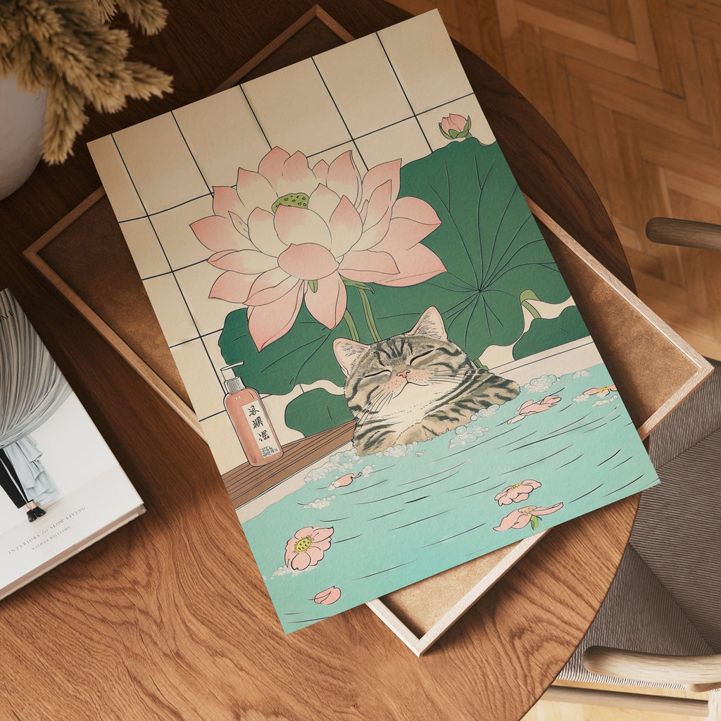Mockup för Lotus Cat Bath – se hur affischen ser ut inramad på din vägg, Bozetto