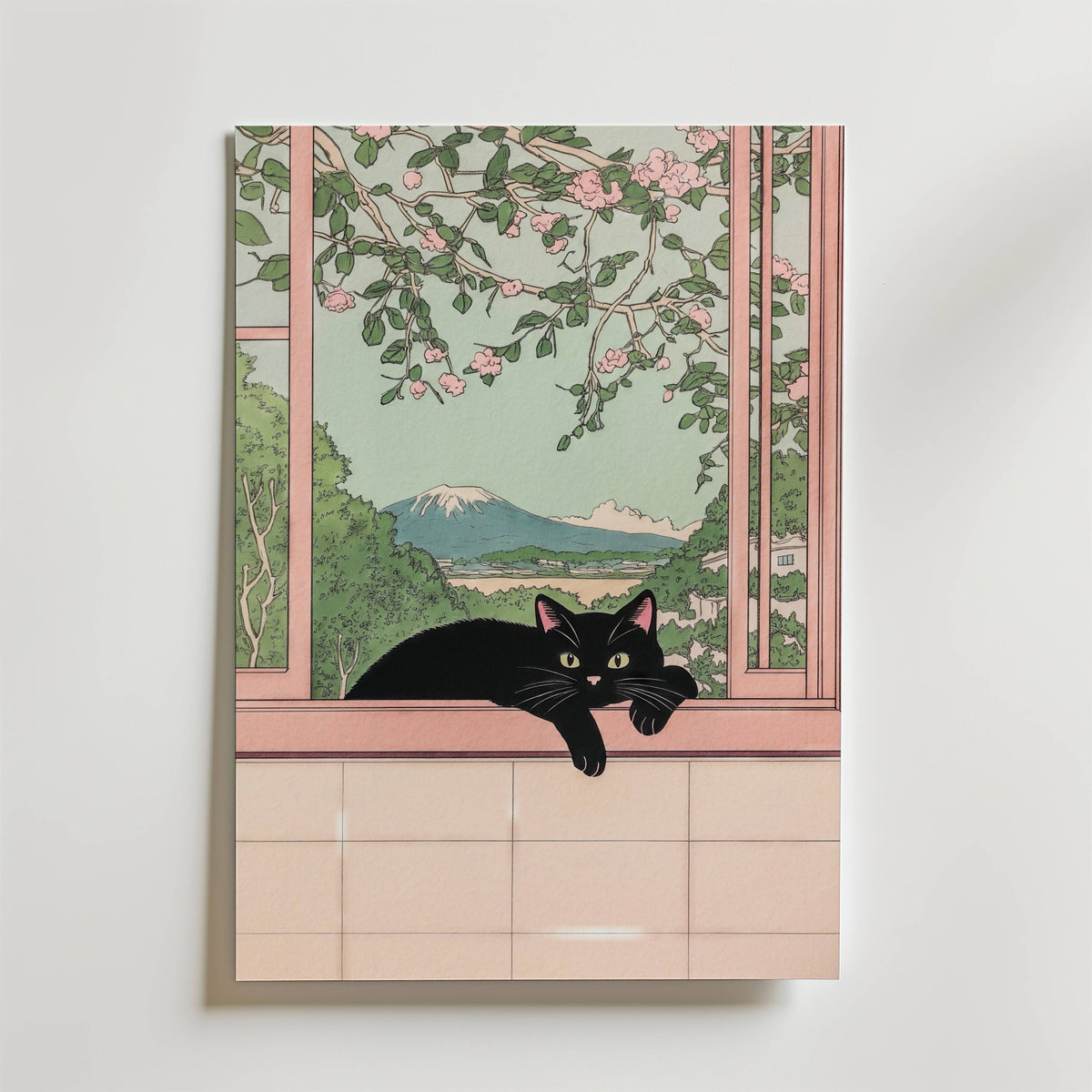 Mockup av Black Cat View affisch på vägg – köp enkelt hos Bozetto i hög kvalitet