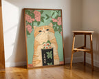Sushi Roll Cat poster visualiserad på vägg – se rätt storlek med mockup från Bozetto