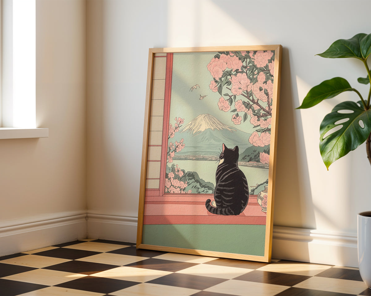 Väggmockup av Peaceful Blossom View affisch på ljus vägg – Bozetto konsttryck – nr 3