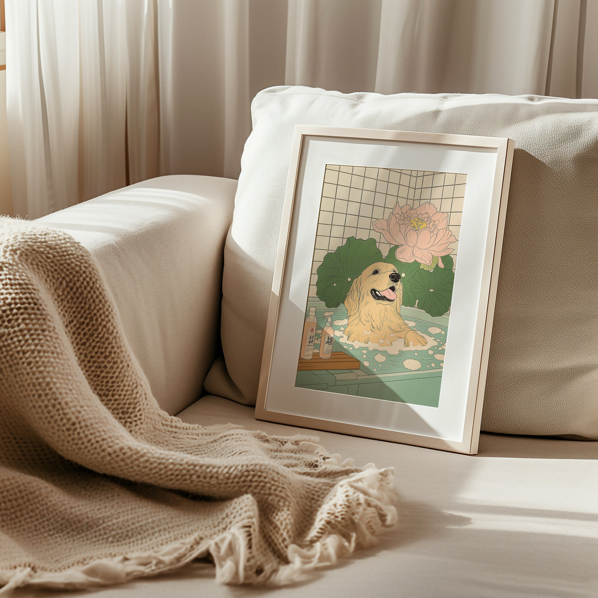 Mockup för Lotus Joy Dog – se hur affischen ser ut inramad på din vägg, Bozetto i hög tryckkvalitet