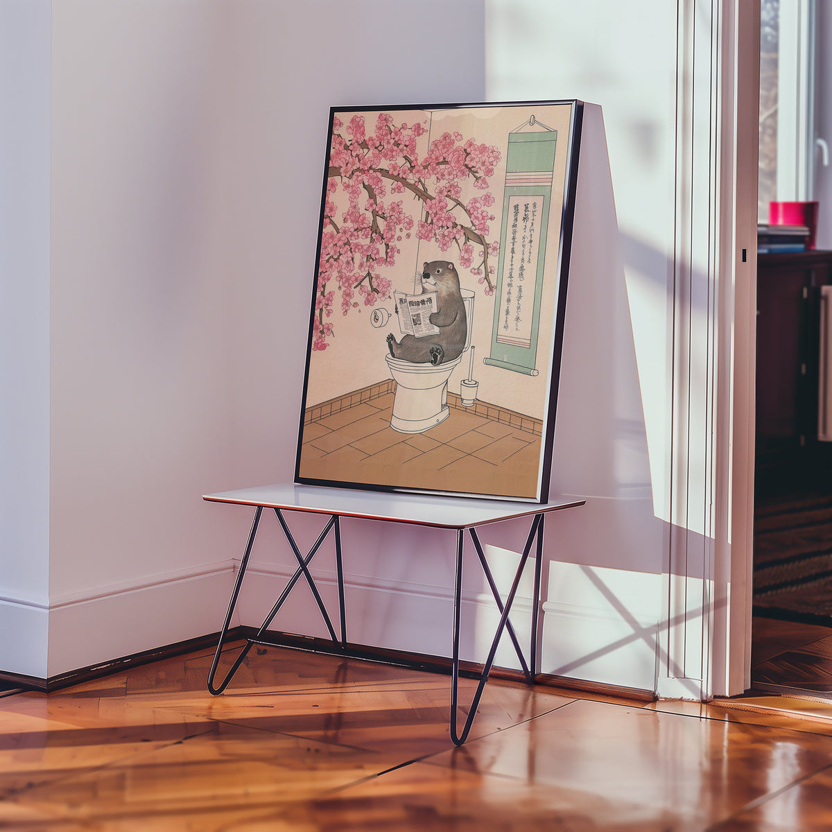 Väggmockup av Quiet Moment In Bloom affisch på ljus vägg – Bozetto konsttryck – nr 2