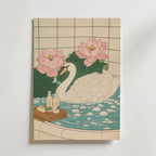 Mockup av Swan In Lotus Bath affisch på vägg – köp enkelt hos Bozetto i hög kvalitet